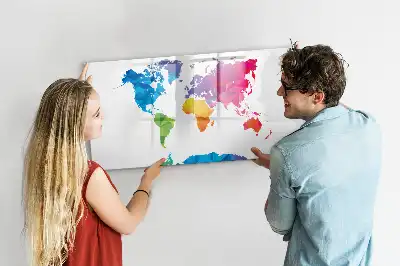 Magnetisk skrivetavle med motiv af abstrakt verdenskort
