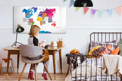 Magnetisk skrivetavle med motiv af abstrakt verdenskort