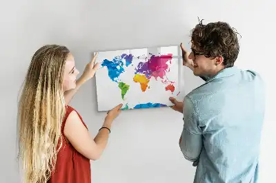 Magnetisk skrivetavle med motiv af abstrakt verdenskort