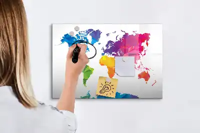 Magnetisk skrivetavle med motiv af abstrakt verdenskort