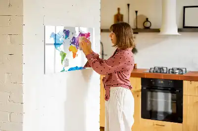 Magnetisk skrivetavle med motiv af abstrakt verdenskort