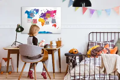 Magnetisk skrivetavle med motiv af abstrakt verdenskort