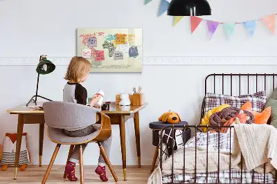 Verdenskort af bogstaver magnetisk skrivetavle