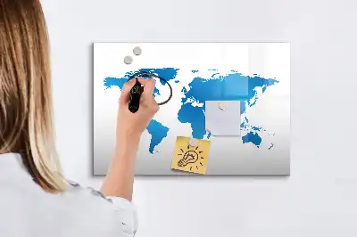 Magnetisk skrivetavle med verdenskort