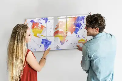 Magnetisk tegnetavle verdenskort med akvarelmotiv