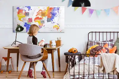 Magnetisk tegnetavle verdenskort med akvarelmotiv