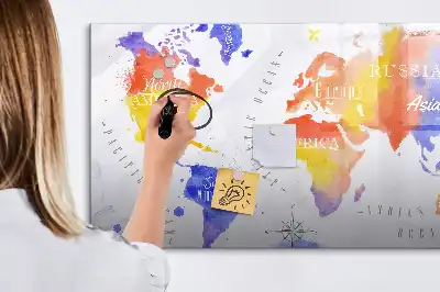 Magnetisk tegnetavle verdenskort med akvarelmotiv