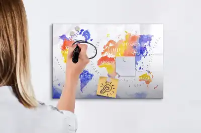 Magnetisk tegnetavle verdenskort med akvarelmotiv