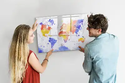 Magnetisk tegnetavle verdenskort med akvarelmotiv