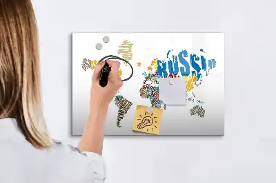 Magnetisk tegnetavle udformet som et verdenskort