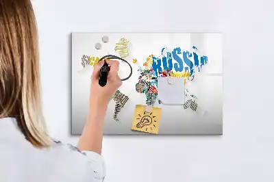 Magnetisk skrivetavle med verdenskort-design