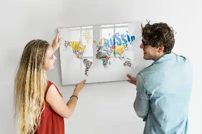 Magnetisk skrivetavle med verdenskort-design