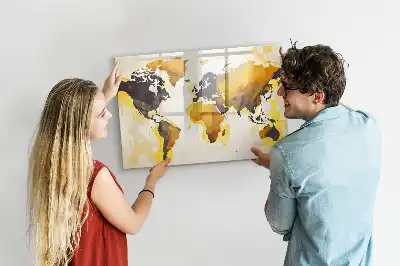 Magnetisk skrivetavle med abstrakt verdenskort