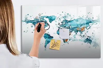 Magnetisk skrivetavle med verdenskort af vand
