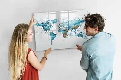Magnetisk skrivetavle med verdenskort af vand