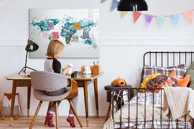 Magnetisk skrivetavle med verdenskort af vand