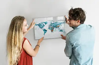 Magnetisk skrivetavle med verdenskort af vand