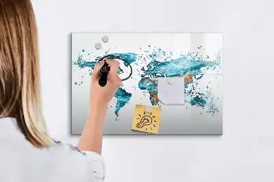 Magnetisk skrivetavle med verdenskort af vand