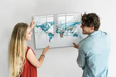 Magnetisk skrivetavle med verdenskort af vand