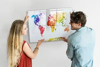 Magnetisk tegnetavle verdenskort med akvareldesign