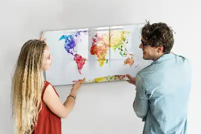 Magnetisk tegnetavle verdenskort med akvareldesign