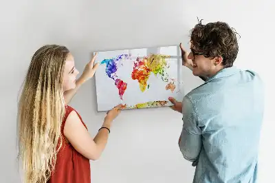 Magnetisk tegnetavle verdenskort med akvareldesign