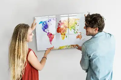 Magnetisk tegnetavle verdenskort med akvareldesign