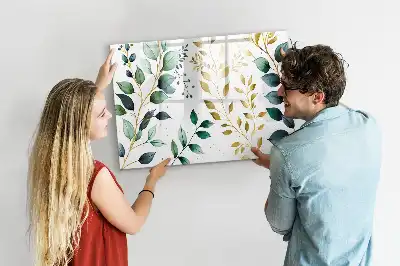 Magnetisk skrivetavle med mønster af planteblade