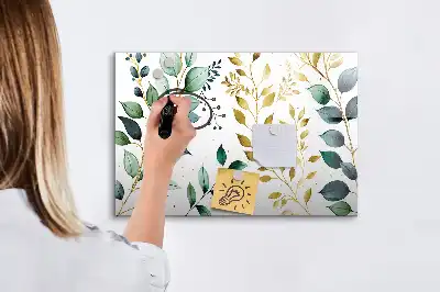 Magnetisk skrivetavle med mønster af planteblade