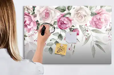 Magnetisk tegnetavle med motiv af akvarelroser