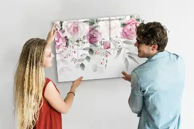 Magnetisk tegnetavle med motiv af akvarelroser