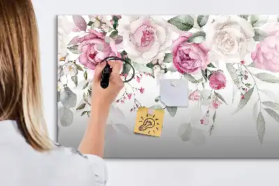 Magnetisk tegnetavle med motiv af akvarelroser