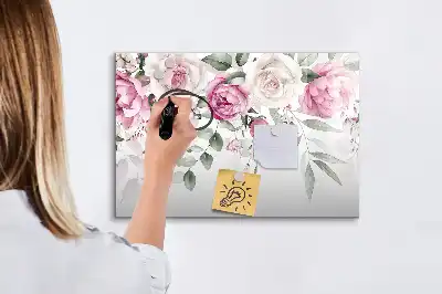 Magnetisk tegnetavle med motiv af akvarelroser