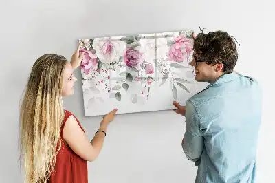 Magnetisk tegnetavle med motiv af akvarelroser