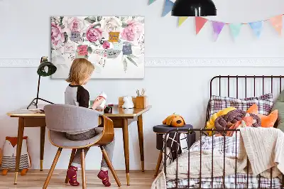 Magnetisk tegnetavle med motiv af akvarelroser
