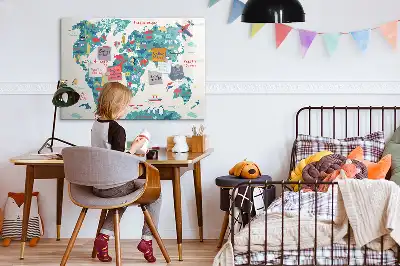 Magnetisk verdenskorttavle med illustrationer til tegning