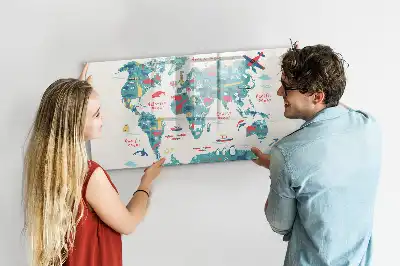 Magnetisk verdenskorttavle med illustrationer til tegning