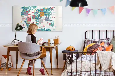 Magnetisk verdenskorttavle med illustrationer til tegning