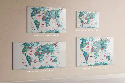 Magnetisk verdenskorttavle med illustrationer til tegning