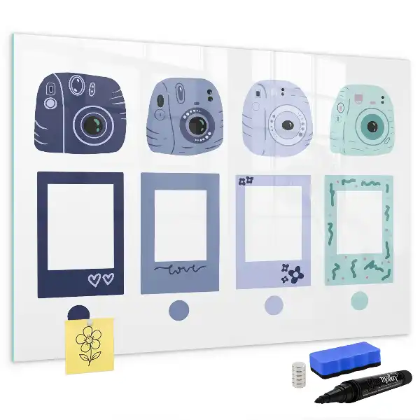 Magnetisk tegnetavle med rammer i polaroidstil