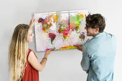 Magnetisk tegnetavle verdenskort med akvareldesign