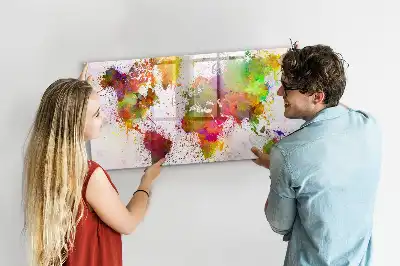 Magnetisk tegnetavle verdenskort med akvareldesign