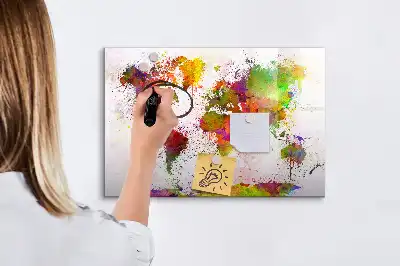 Magnetisk tegnetavle verdenskort med akvareldesign