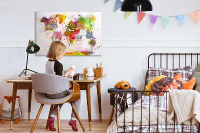 Magnetisk tegnetavle verdenskort med akvareldesign