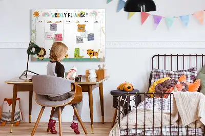 Magnetisk skrivetavle ugeplanner med dyremotiver