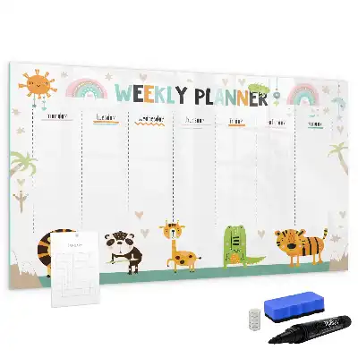 Magnetisk skrivetavle ugeplanner med dyremotiver