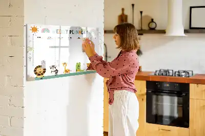 Magnetisk skrivetavle ugeplanner med dyremotiver