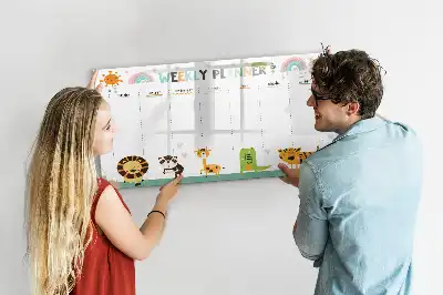 Magnetisk skrivetavle ugeplanner med dyremotiver