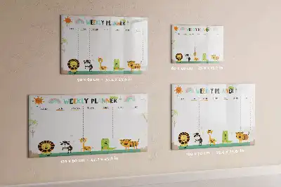 Magnetisk skrivetavle ugeplanner med dyremotiver