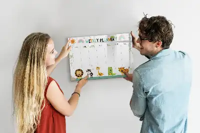 Magnetisk skrivetavle ugeplanner med dyremotiver